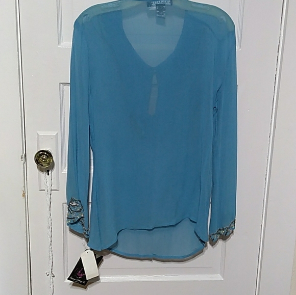 🆕️NWT Rampage Sequin Bead Embellished Sheer Tunic - Picture 5 of 8